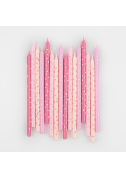 - Pink Stars Candles - Pembe Yıldızlar Mumlar (X16)