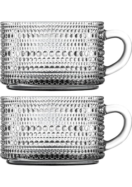 Adet Boncuk Desenli Kulplu Kase - Şeffaf Cam, ve Soğuk Kullanım Için Büyük Kase, Meyve, Yoğurt, Yulaf, Çay ve Tatlı Için Çok Amaçlı, Füme