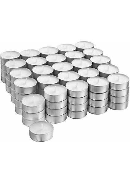 Mum Tealıght 50 Adet, Çaydanlık Mumu, Beyaz, 4 Saat Yanma Süresi