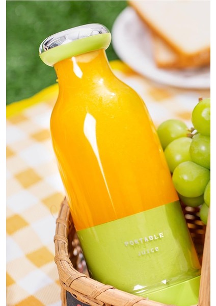 Smoothie Taşınabilir Şarjlı Kişisel Mini Meyve Karıştırıcı 300 ml (Yeşil)