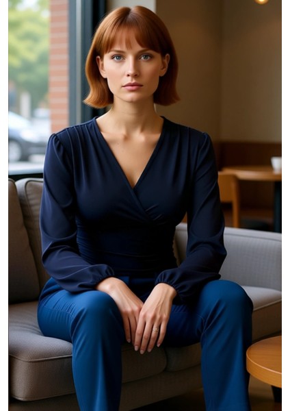 Stil Kadın Animal Baskı Yeşili Büzgü Drape Detaylı Kollu Esnek Bluz Regular Slim Kalıp Balon Kol fırsatları