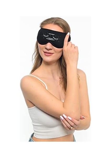 Siyah Pamuklu Uyku Maskesi Göz Bandı modelleri