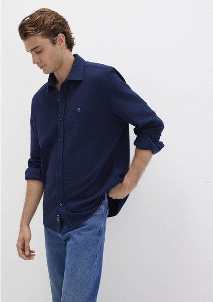 M Logo Nakışlı Lacivert Örme Gömlek 0211789-70497