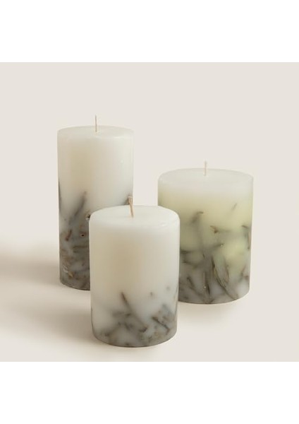 Yaprak Dekorlu Mum 10X20 cm Cream modelleri