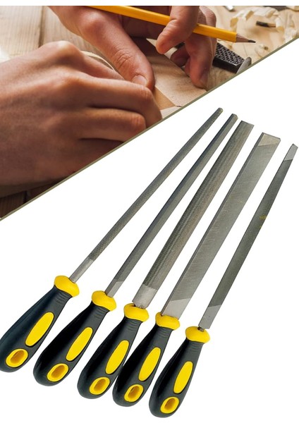 32 cm Büyük Boy 5 Li Eğe Seti Marka Yüksek Kalite Üçken Kare Oval Set 1410