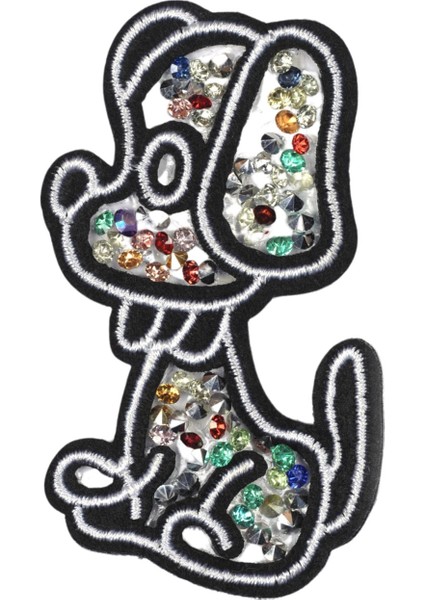 Aplike Ütü Ile Yapışan Taşlı Sevimli Köpek Arma 3x5 cm