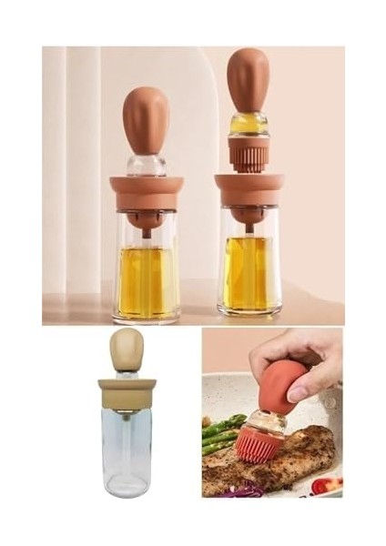 Hazneli Silikon Yağ Sos ve Yumurta Fırçası Yağ Fırçası Yağlık Silikon Fırçalı Yağdanlık - Krem fiyatları