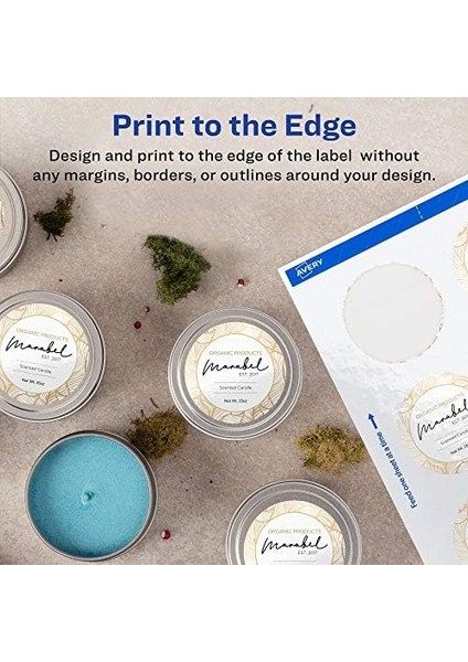Kesin Beslemeli Yazdırılabilir Yuvarlak Etiketler, 2,5 "çap, Parlak Beyaz, 90 Özelleştirilebilir Etiket (22830) fiyatları