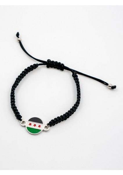 Suriye Yeni Bayrağı Yuvarlak Ipli Ayarlanabilir El Bilekliği A300027