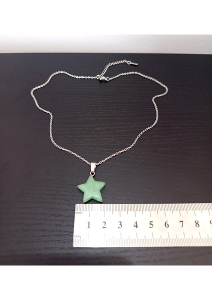 Doğal Taş Aventurin Yıldız Şeklinde Kolye fırsatları