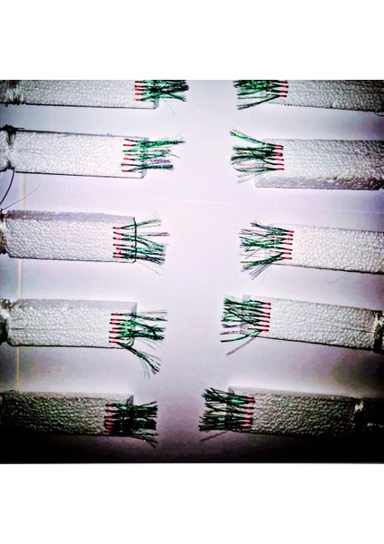 Çapari, İstavrit Çaparisi, 20x12 Beden, Ultraviyole Uv Neon Koyu Yeşil Sim, 11 No Beyaz 7 İğneli, 3lü Paket