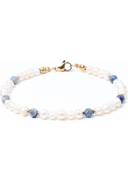 Inci, Lapis Lazuli, Hematit Doğal Taş Bileklik, Kadın Bileklik, Tasarım Bileklik, Kilit Çelik Ayarlanabilir