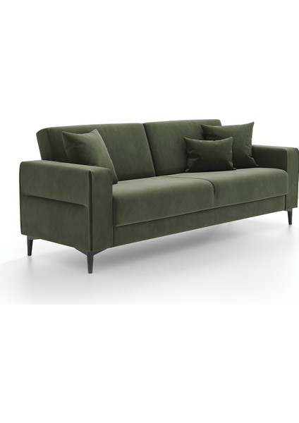 Briza Plus Kadife Dokulu, 3'lü Yataklı Koltuk - Haki modelleri