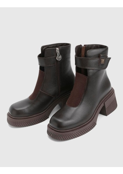 Mussy Hakiki Deri Kahverengi Kadın Bot