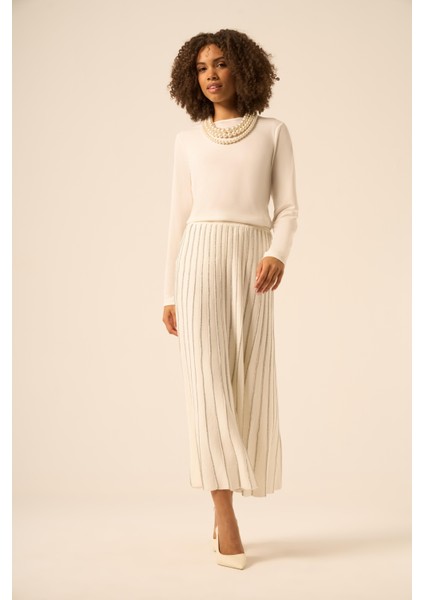 Pileli Uzun Etek Ekru 25156 fiyatları