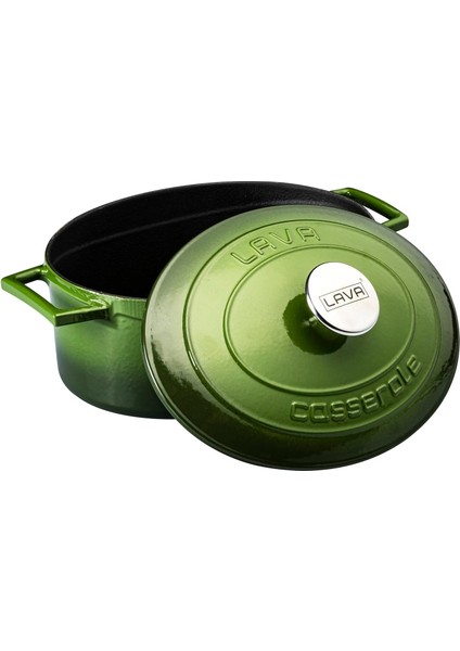 Metal Oval Döküm Tencere, 27 Cm, 3.91 L Hacim, Yeşil