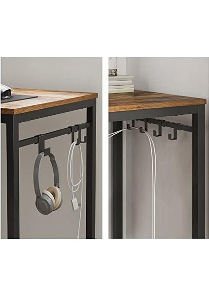 Bilgisayar Masası, 8 Kancalı Ofis Masası, 120 x 60 x 75 Cm, Metal, Endüstriyel Tasarım, - Siyah LWD58X modelleri