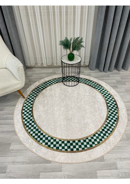 Bej Yeşil Damalı Kaymaz Taban Halı fiyatları