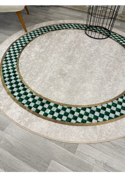 Bej Yeşil Damalı Kaymaz Taban Halı fırsatları