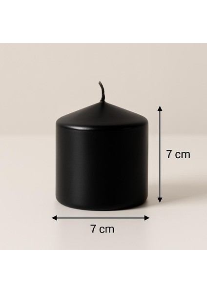 Silindir Mum 7x7 cm Siyah