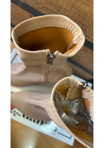 Kadın Marya Streç Cilt Yandan Fermuar Sivri Burun Ince Topuklu Bot fırsatları