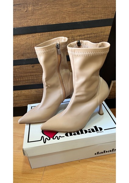 Kadın Marya Streç Cilt Yandan Fermuar Sivri Burun Ince Topuklu Bot indirimleri