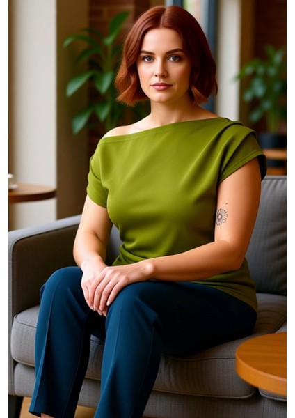 Kadın Örme Asimetrik Yaka Bluz Rahat ve Şık Bir Seçim Kaliteli Şık Rahat Modern Zarif Günlük