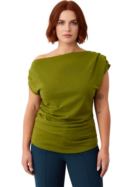 Kadın Örme Asimetrik Yaka Bluz Rahat ve Şık Bir Seçim Kaliteli Şık Rahat Modern Zarif Günlük fiyatları