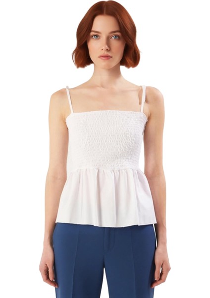 Kadın Pamuklu Peplum Bluz Zarif Askıları ve Rahat Kesimiyle Günlük Şıklık Kaliteli Şık Rahat