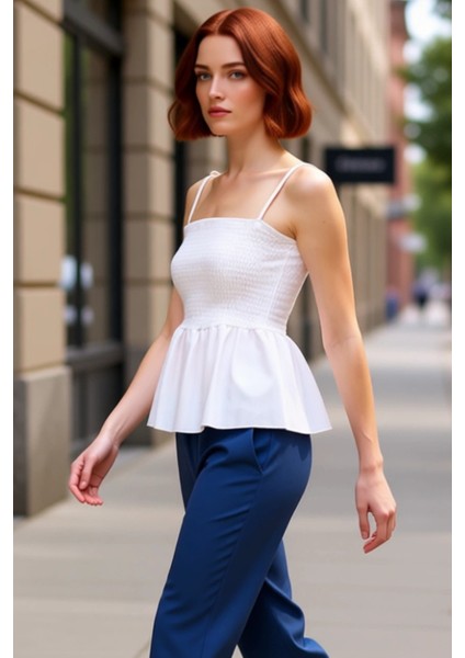 Kadın Pamuklu Peplum Bluz Zarif Askıları ve Rahat Kesimiyle Günlük Şıklık Kaliteli Şık Rahat modelleri