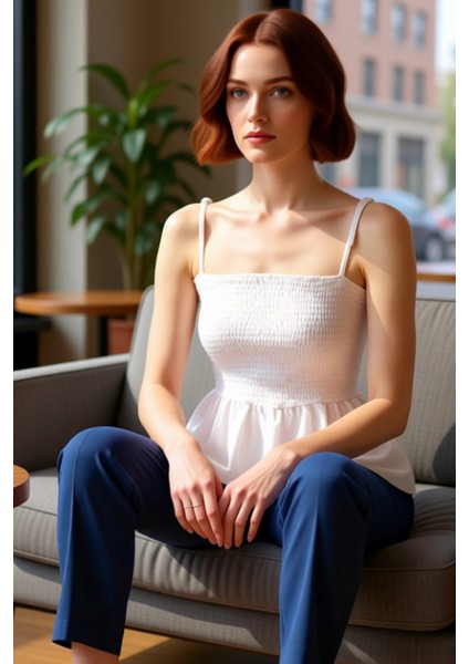 Kadın Pamuklu Peplum Bluz Zarif Askıları ve Rahat Kesimiyle Günlük Şıklık Kaliteli Şık Rahat fırsatları