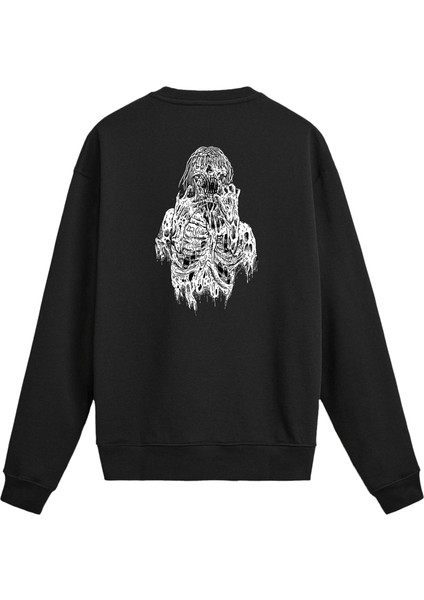 Sırt Baskılı Death Metal Karanlık Çığlık Sweatshirt