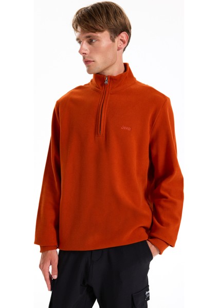 Dik Yaka Düz Kiremit Erkek Sweatshırt J5WM-SWT7222