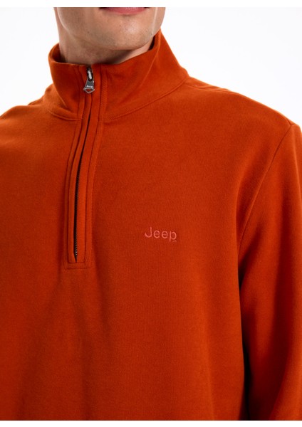 Dik Yaka Düz Kiremit Erkek Sweatshırt J5WM-SWT7222 fırsatları