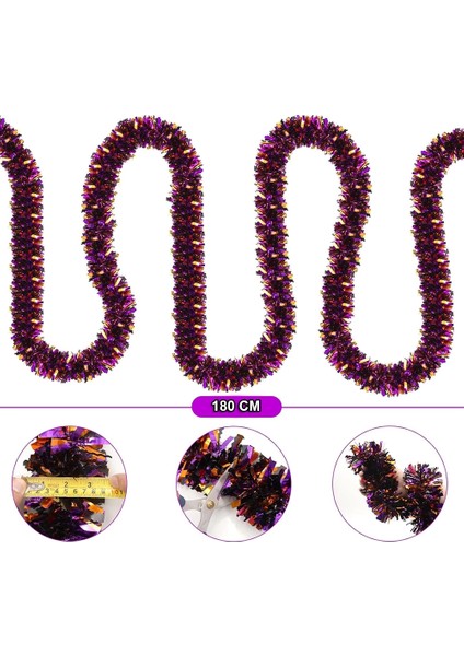 Mor Turuncu Renk 4 cm Genişlik Garland Çift Renk Sim Süs 180 cm fiyatları