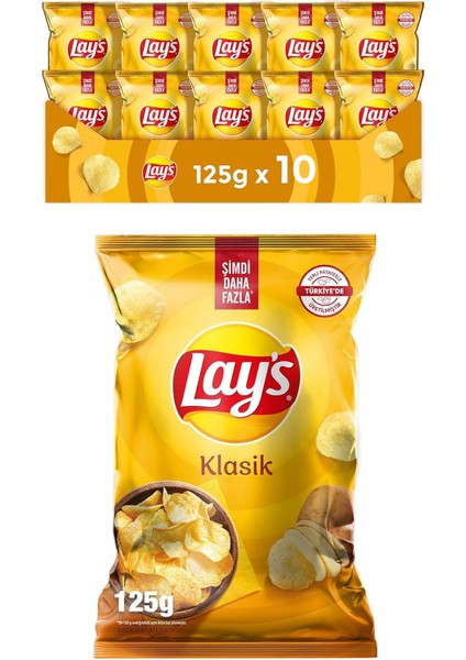 Lay&apos;s Klasik Sade Patates Cipsi Süper Boy 125 G X10 Adet