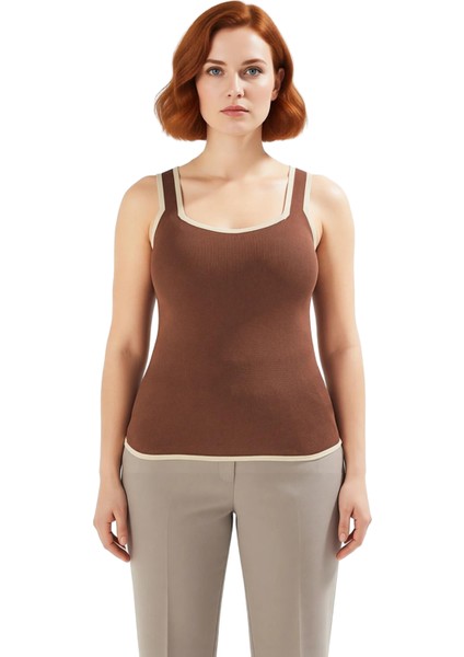 Kadın Kare Yaka Bodycon Ince Triko Bluz Kalın Askılı Günlük Kullanım Için Ideal modelleri