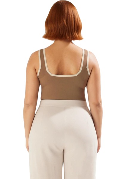 Kadın Kare Yaka Bodycon Ince Triko Bluz Kalın Askılı Günlük Kullanım Için Ideal fırsatları