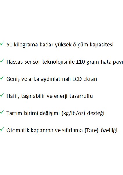 Dijital El Terazisi - 50 kg Kapasiteli LCD Ekranlı Elektronik Ağırlık Ölçer | Bagaj, Mutfak, Ev Kullanımı Için modelleri
