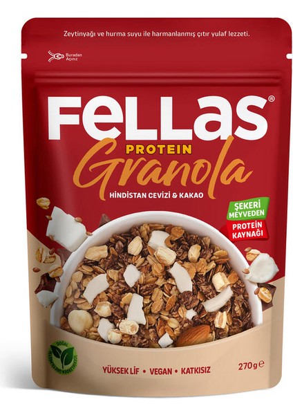 Fellas Vegan Protein Granola Hindistan Cevizi & Kakao 270 G