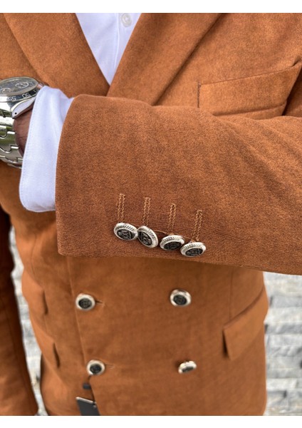 Erkek Süet Kruvaze Slim Fit Ceket modelleri