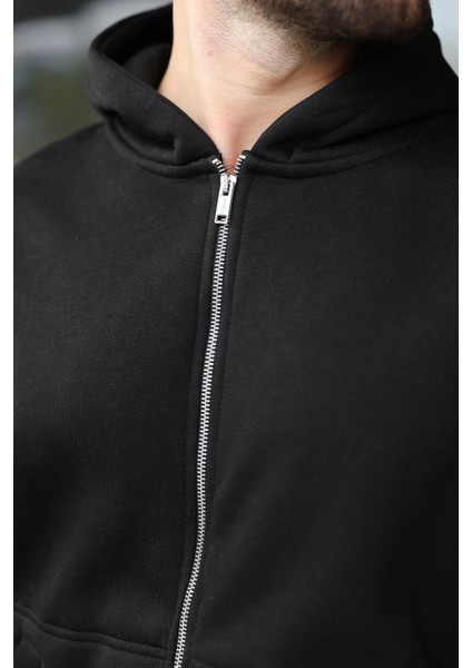 Siyah Fermuarlı Kapüşonlu Erkek Hırka E7174 fiyatları