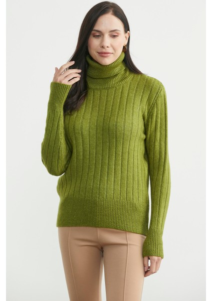 Tam Balıkçı Kalın Fitilli Triko Kazak - Zeytin Yeşil fiyatları