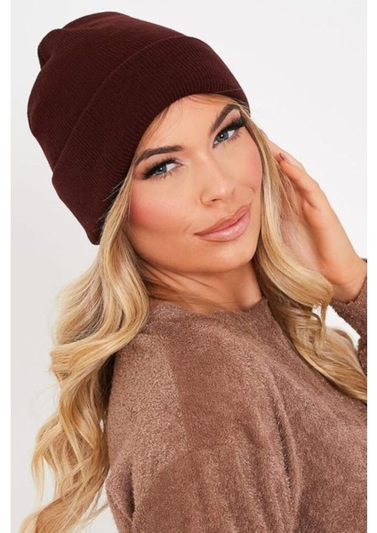 Klasik Spor Katlamalı Yünlü Triko Düz Bere