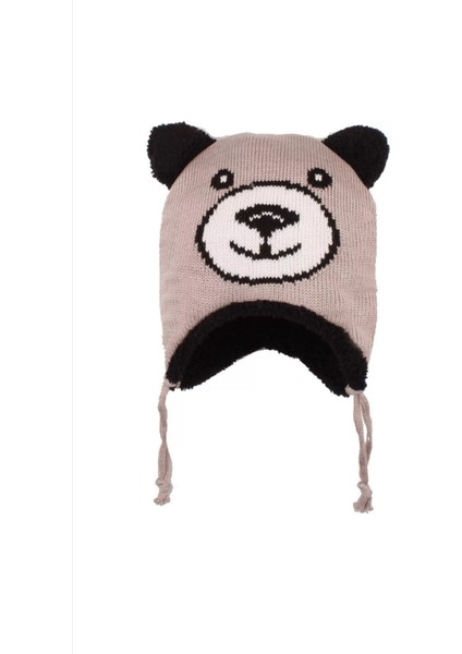 Erkek Bebek Ayıcık Desenli Kulaklı Örgü Bere 0-18 Ay Bej fırsatları