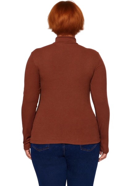 Moda Büyük Beden Dik Yaka Örme Fit Düz Desen Casual Günlük Regular Uzun Kol Bluz modelleri