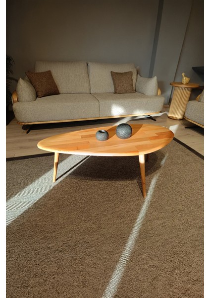 Doğal Ahşap Asimetrik Orta Sehpa – Oval Tasarım, Iskandinav Stili modelleri