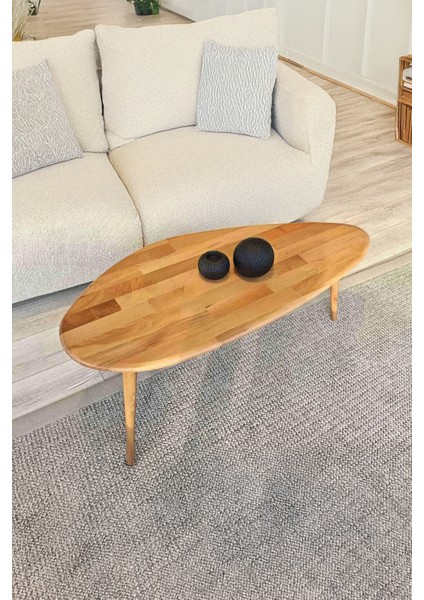 Doğal Ahşap Asimetrik Orta Sehpa – Oval Tasarım, Iskandinav Stili fiyatları