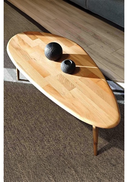 Doğal Ahşap Asimetrik Orta Sehpa – Oval Tasarım, Iskandinav Stili fırsatları