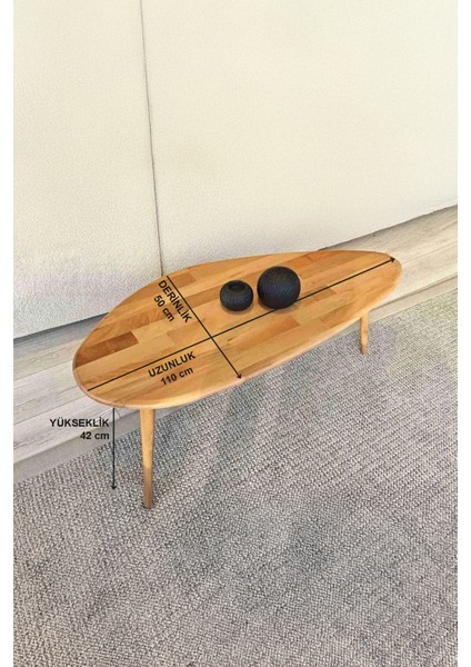 Doğal Ahşap Asimetrik Orta Sehpa – Oval Tasarım, Iskandinav Stili indirimleri